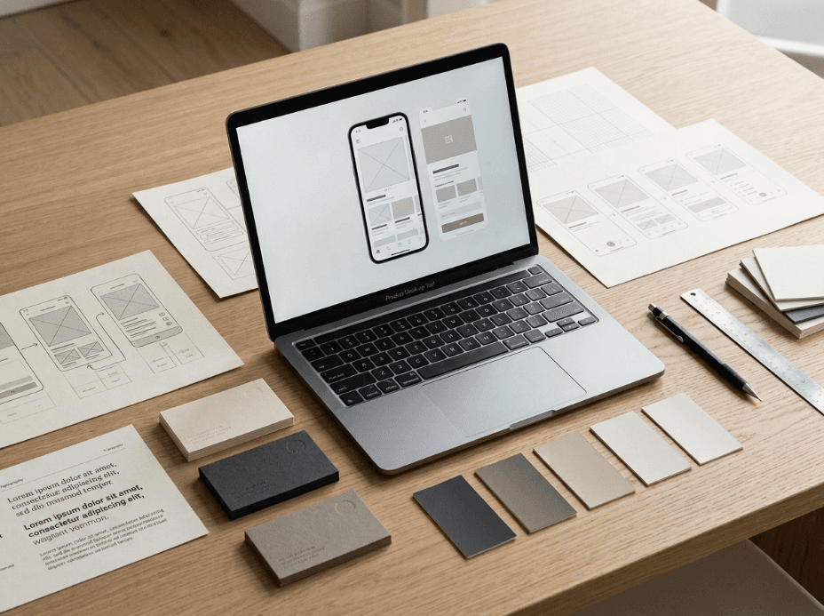 UI/UX ve marka tasarımı çalışma masası